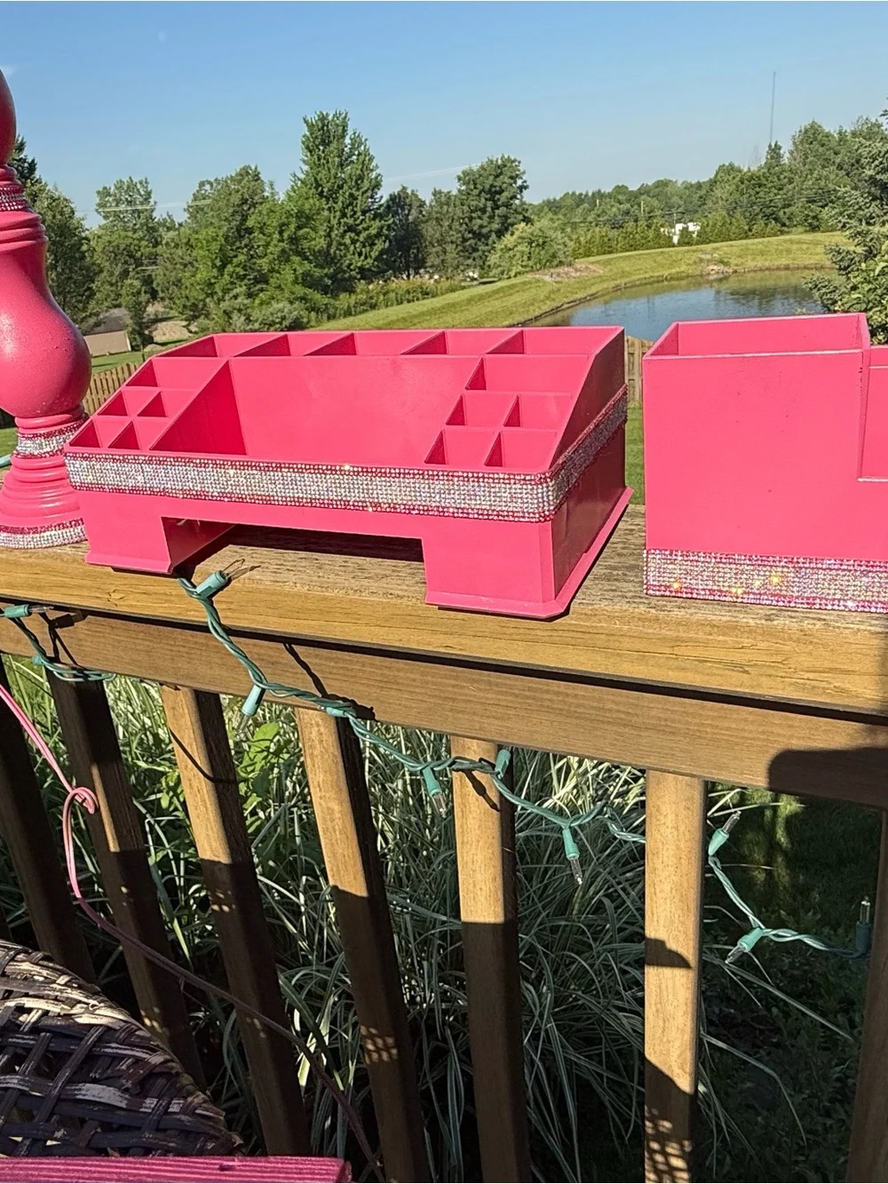 15 piece set-Hot Pink “Barbie Theme” vanity decor-with Rhinestone Accents!
